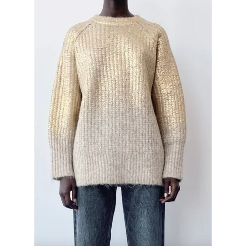 Zara Gold Metallic Ombre Knit Sweater